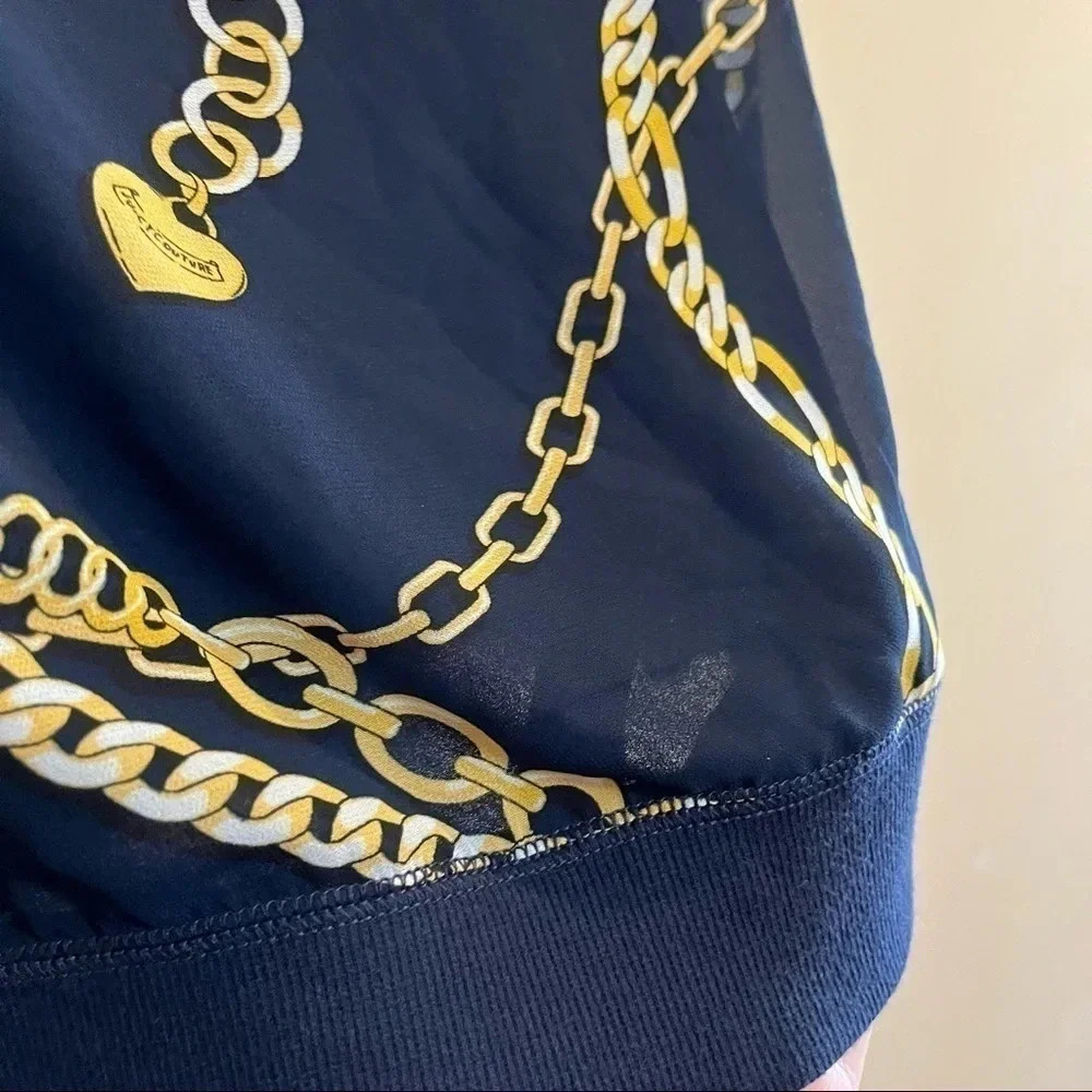Juicy Couture Womens Navy Sheer Back Chains Long Sleeve Sweatshirt Shirt Top M - Picture 5 of 10
